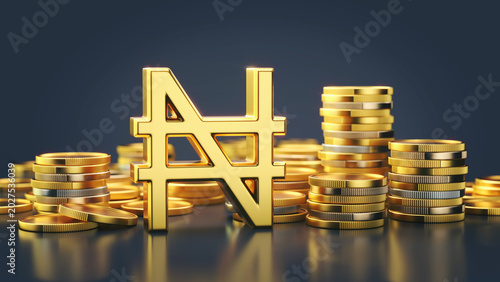 Nigerian Naira currency symbol with gold coins