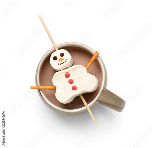 Cup with snowman made of ta...