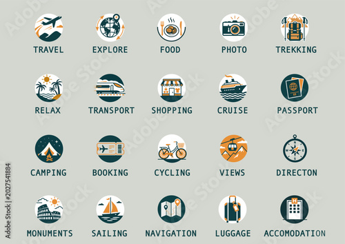 flat icons about travel for web and mobile applications