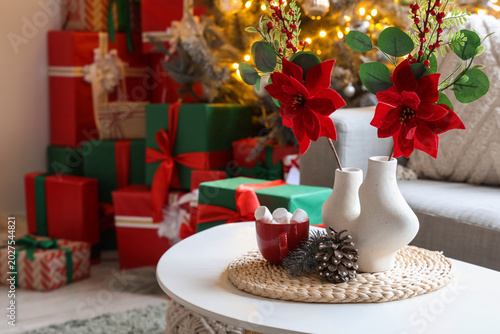 Vase with Christmas flower ...