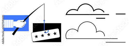 Cuadro en lienzo Data privacy, online scams, phishing prevention, cloud storage security, hacking risks, digital protection