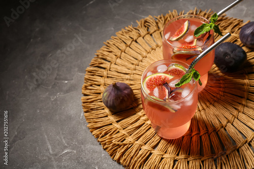 Glasses of tasty fig lemona...