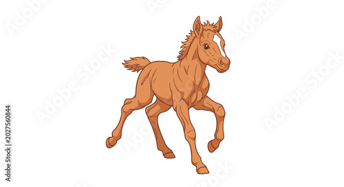 Schilderij op canvas Brown Horse Running Fast Galloping Animal.