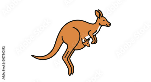 Εκτύπωση καμβά Cartoon kangaroo with joey hopping.