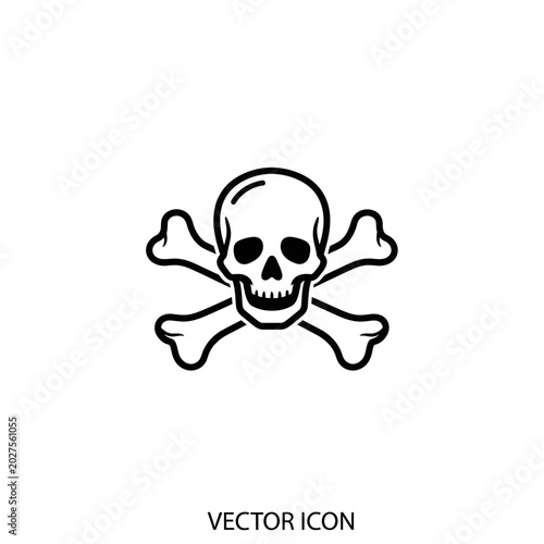 Skull and Crossbones Vector Icon - Danger Symbol, Warning Sign