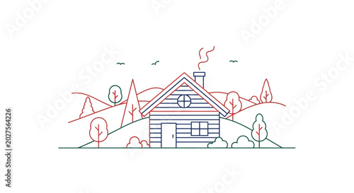 Fotografie A Simple Log Cabin House Structure.