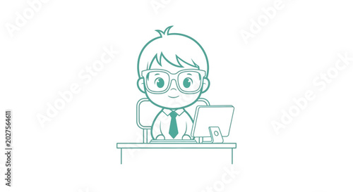 Tableau sur toile Businessman sitting at office desk.
