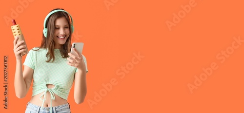 Young woman in headphones, ...