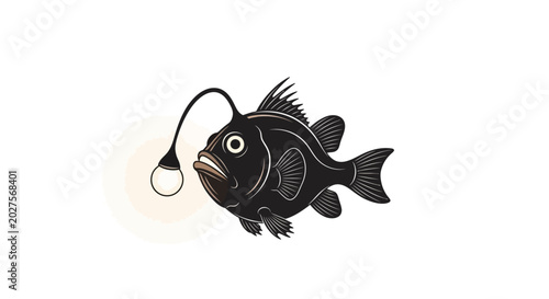 Canvas-taulu Black Anglerfish with Fishing Hook.