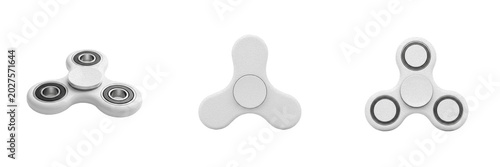 Isolated White Fidget Spinner PNG Set Plastic Stress Relief Toy Element for Child Game Branding Gadget Product Catalogue Graphic Design Project Asset