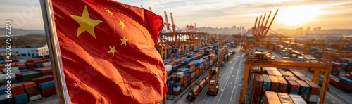 China Flag at Port: A vibra...