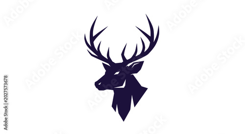 Deer head with large antlers profile.