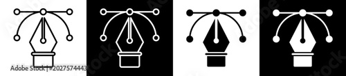 Photos Pen Tool Icon Black And White Vector Illustration.