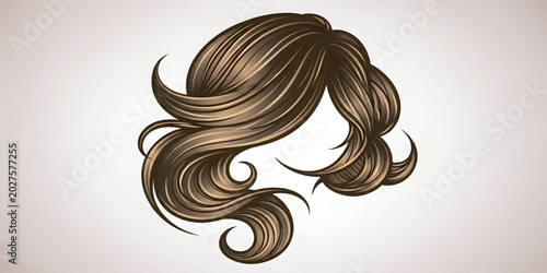 Elegant Wavy Hair Vector Illustration for Beauty and Fashion Design