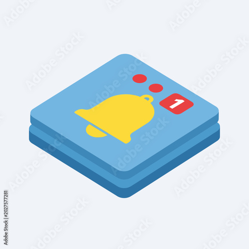 Notification bell icon with alert.