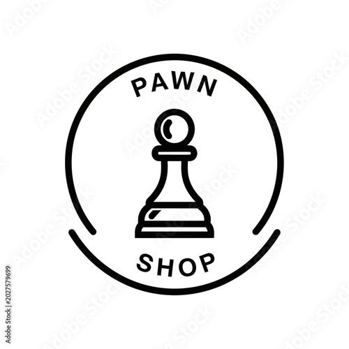 Pawn Shop Icon: Chess Pawn in Circle with Text