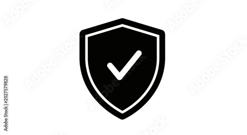 Canvastavla Security Shield Icon with Check Mark - Protection and Safety Concept