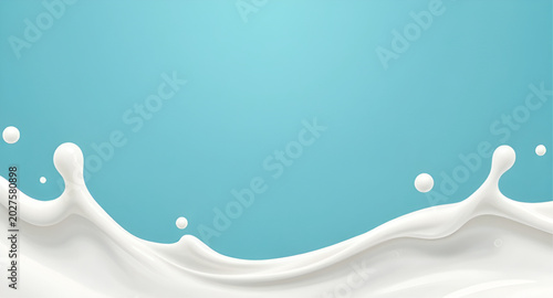 Canvastavla abstract, milk, splash, wave, glossy, white, liquid, flow, creamy, background, s