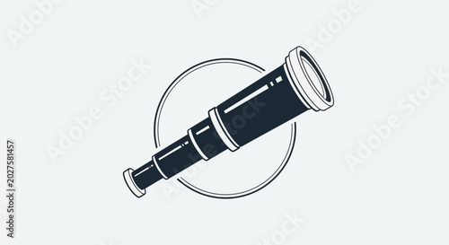Fotografía Vintage Telescope Icon with Circle Outline, Symbolizing Exploration and Discover
