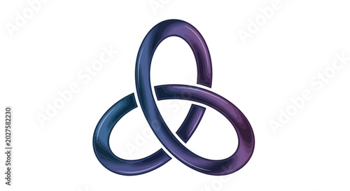 Abstract 3D Trefoil Knot, Infinite Loop, Mathematical Symbol, Blue Purple Gradient