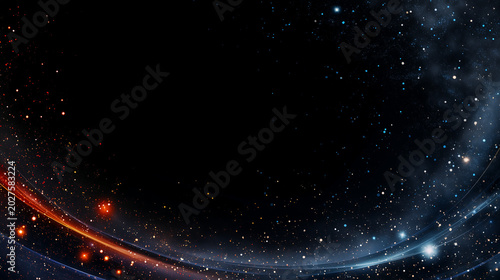 暗い青の背景に星と光の粒が流れる幻想的な抽象背景、宇宙や夜空を感じるテクスチャ素材