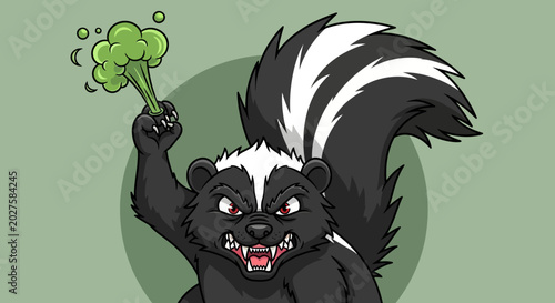 Angry Skunk Releasing Stinky Gas Cloud
