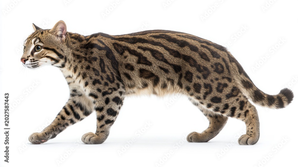Naklejka premium Fishing Cat Walking Isolated on White Background
