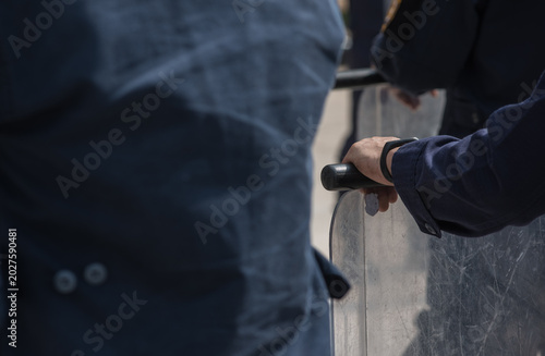 Принти на полотні Riot police control the crowd refresher training in accordance with the public assembly control Act