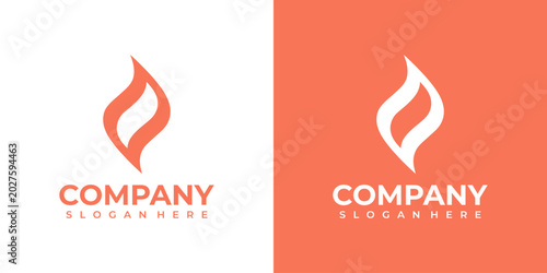 Modern company logo design with flame symbol and text placeholder for business branding and marketing materials use