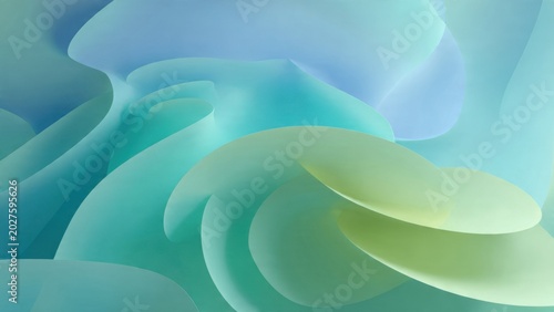 Soft Abstract Waves in Blue and Green