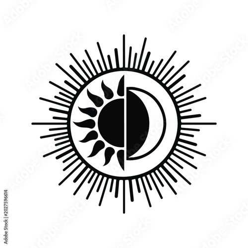 Tableau sur toile Sun and Moon Symbol Design.
