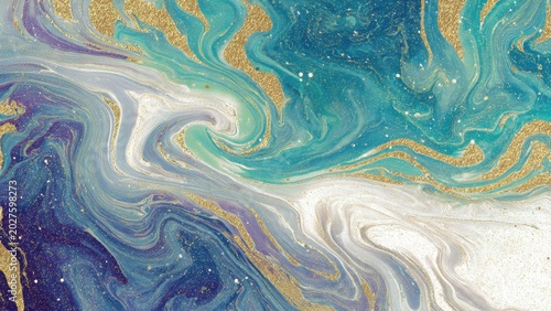 Abstract Fluid Art with Gold Accents