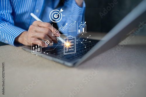 Fotografie Business Data Analysis Financial Growth Goal Target Checklist Planning Concept