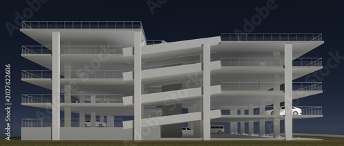 3D illustration of parking facility