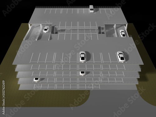 3D illustration of parking facility