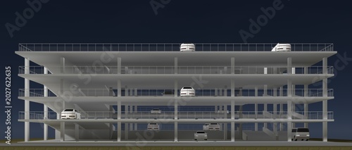 3D illustration of parking facility