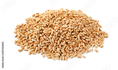 Photos Heap of wheat grain isolated on white