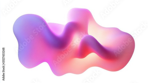 Floating soft pastel 3D organic form with smooth gradients, textured surface and dreamy warm glow on white background