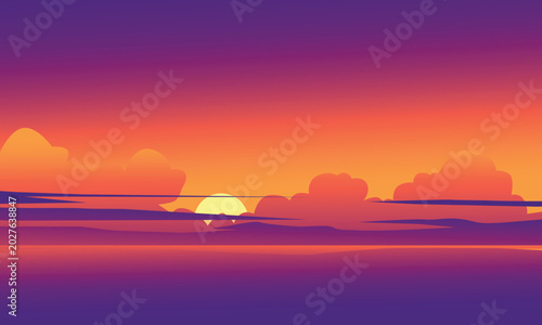 glowing sunset sky with dusk