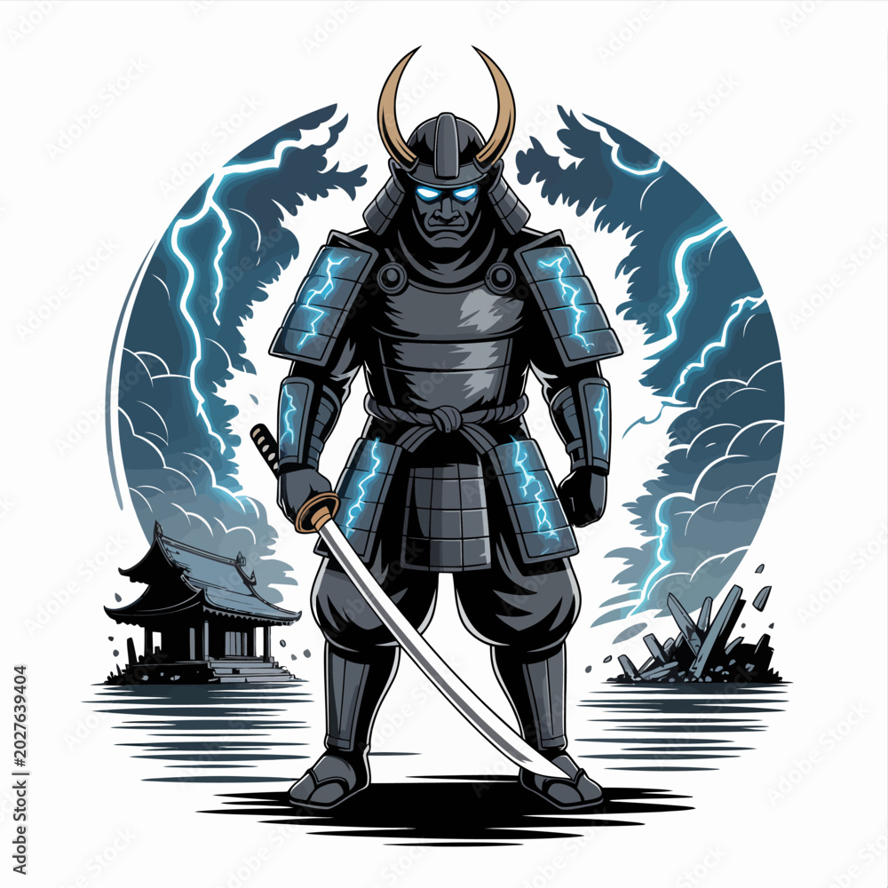 Obraz premium Samurai Warrior in Traditional Armor.