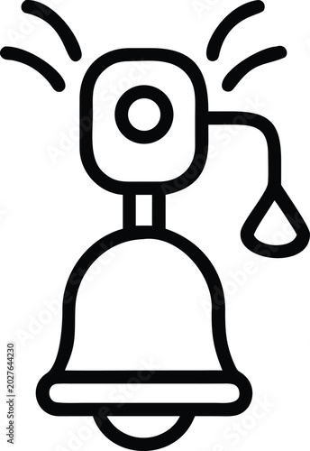 Photos Bell Icon With Ringing Waves And Pull Cord Black Outline sound alert