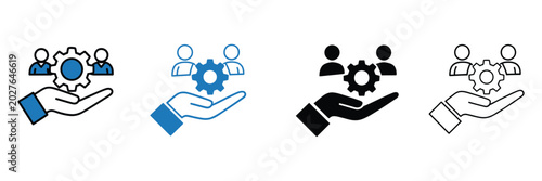 HR management multiple style icon set collection pack for recruitment hiring employee workflow payroll team leadership and corporate web banner vector design