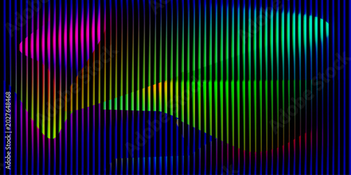 Abstract Glassy Neon Gradient Stripes Background with Vibrant Rainbow Light Flow and Futuristic Optical Line Texture