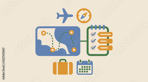 Schilderij op canvas Travel planning and itinerary organization.