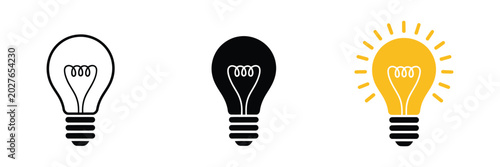 Tableau sur toile Lamp icon vector set showing light bulb ideas in flat minimalist style represent