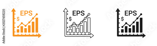 Eps growth icons set financial performance indicators revenue increase and business success visuals