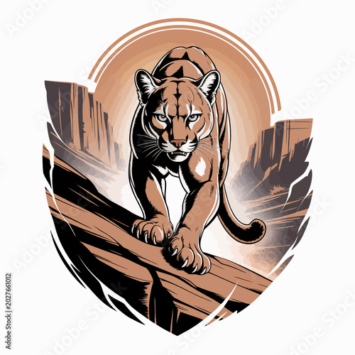 Photos Illustration of a mountain lion walking.