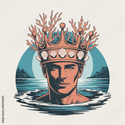 Fotografie Man wearing a sea king crown.
