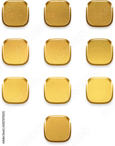 Gold metallic dialpad icon 3D design
