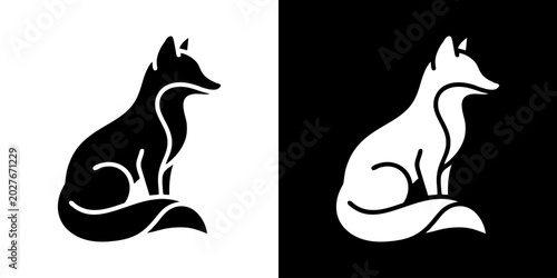 Foto Elegant Silhouette of a Fox in Profile, a Symbol of Cunning and Adaptability, Pr